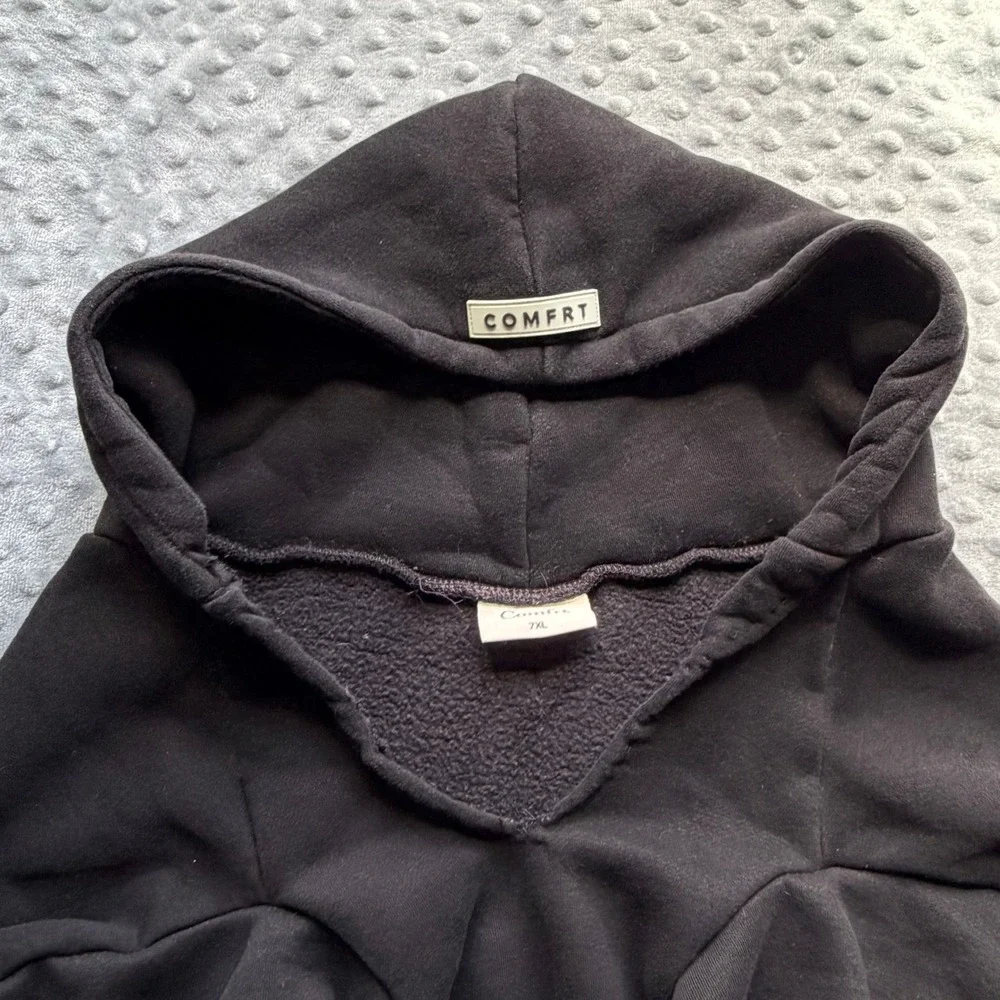 Comfrt Dog Hoodie Black Fleece Sweatshirt Leash Hole Pet Sweater 7XL